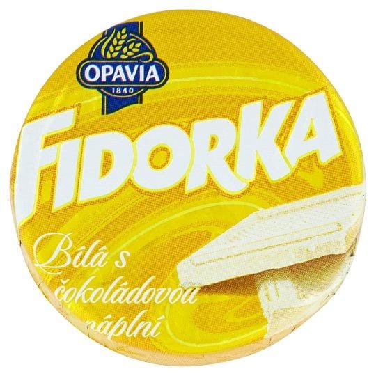 Opavia Fidorka Plnená oblátka s čokoládovou náplňou celomáčaná v bielej čokoláde 30 g