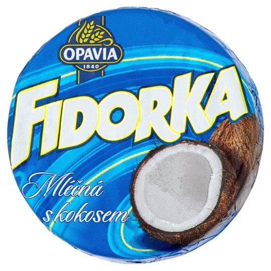 Opavia Fidorka Plnená oblátka s kokosovou náplňou celomáčaná v mliečnej čokoláde 30 g